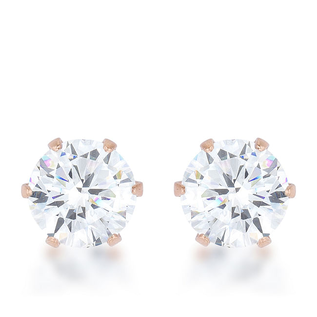 Reign 3.4ct CZ Rose Gold Stainless Steel Stud Earrings