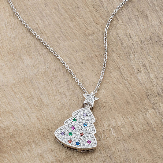 Multicolor Christmas Tree Drop Necklace